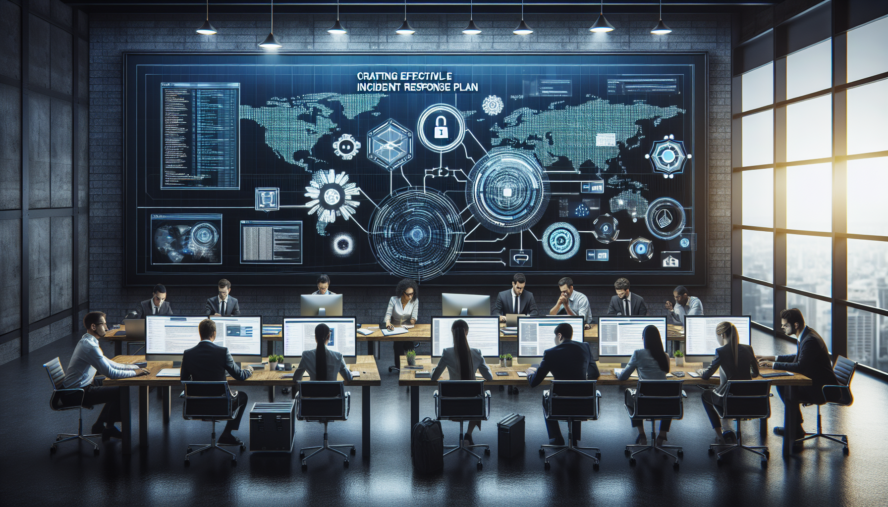 Crafting Effective Cyber Incident Response Plans - Team analyzing cyber threats on monitors