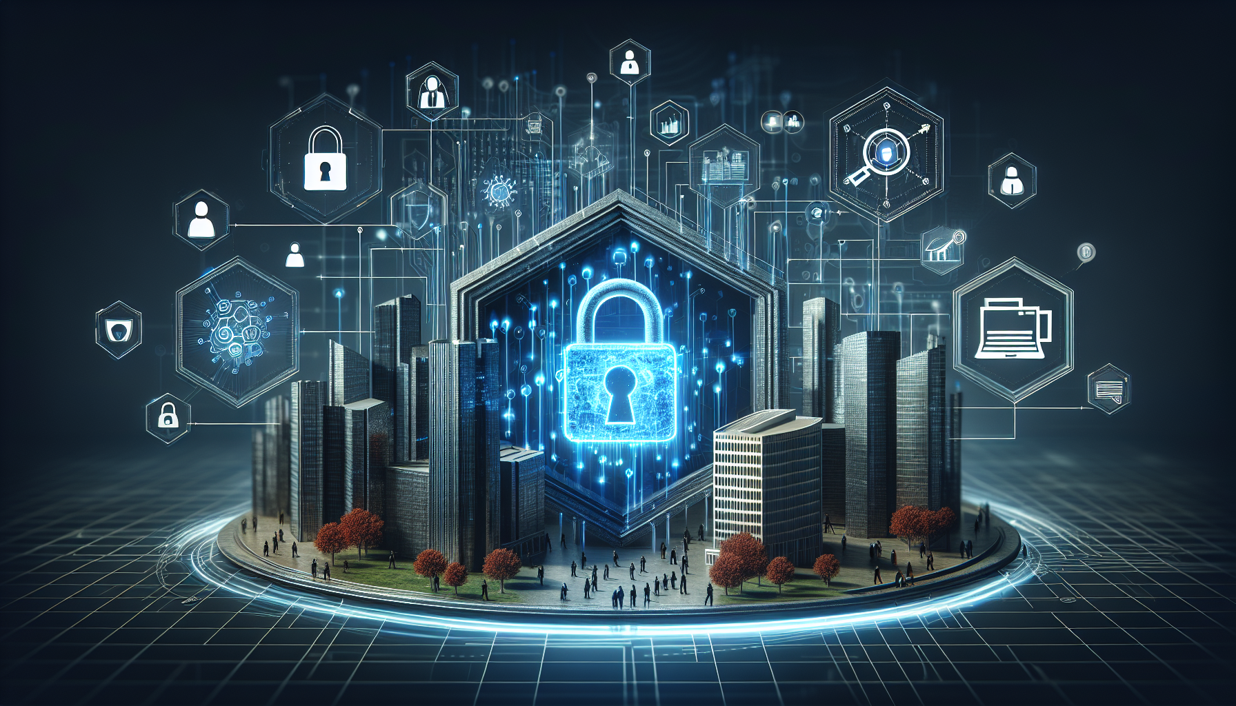 Integrating Cybersecurity into Your Business Continuity - An organized workspace with digital security icons